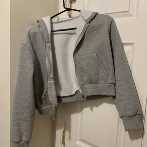 Zaful Gray Cropped Hoodie